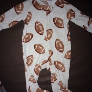 Cozy Brown Football Print Kids One Piece